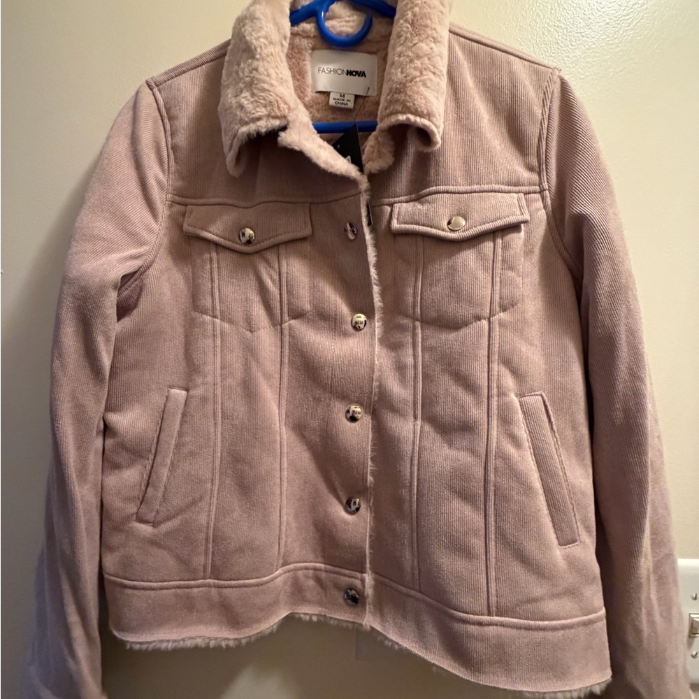 Fashion Nova Women's Cream Teddy Jacket
